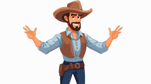 a cartoon of a cowboy with his arms raised