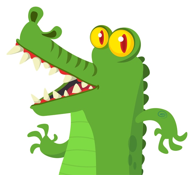 Cartoon crocodile character Vector illustration isolated on white