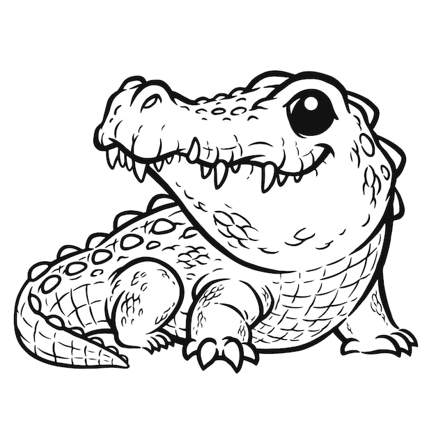 Cartoon crocodile - Coloring book for kids