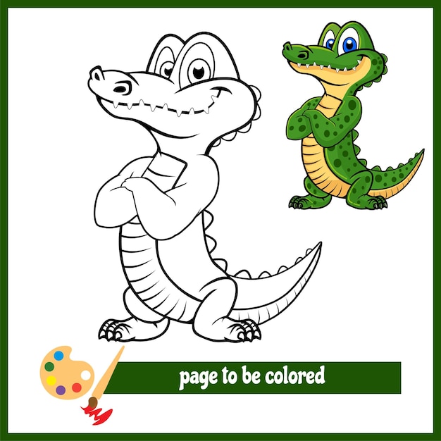 Cartoon crocodile green coloring pictures