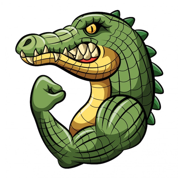 Cartoon crocodile strong mascot design