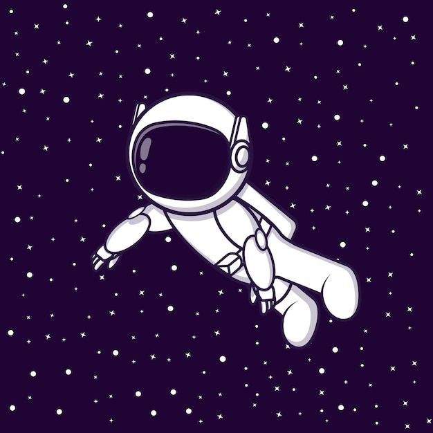 Cartoon cute Astronaut vector icon floating in the sky. Fantasy Concept. Simple premium design