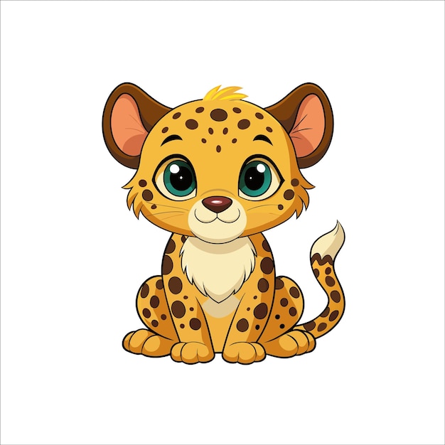 Vector cartoon cute baby cheetah sitting