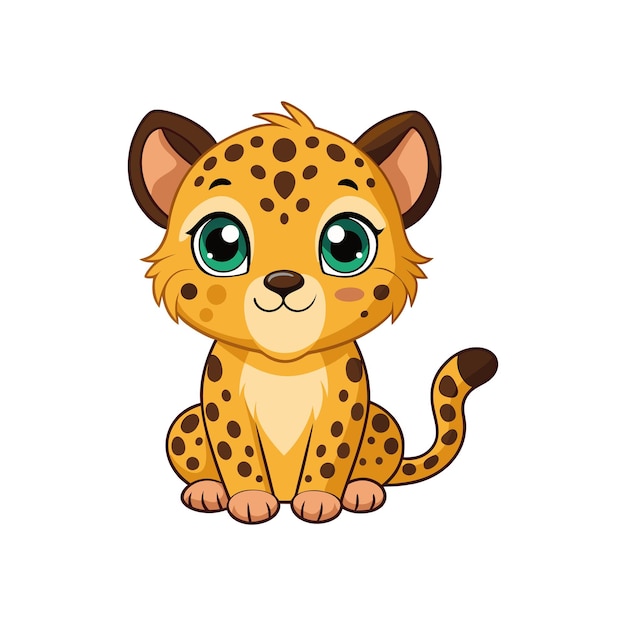 Vector cartoon cute baby cheetah sitting