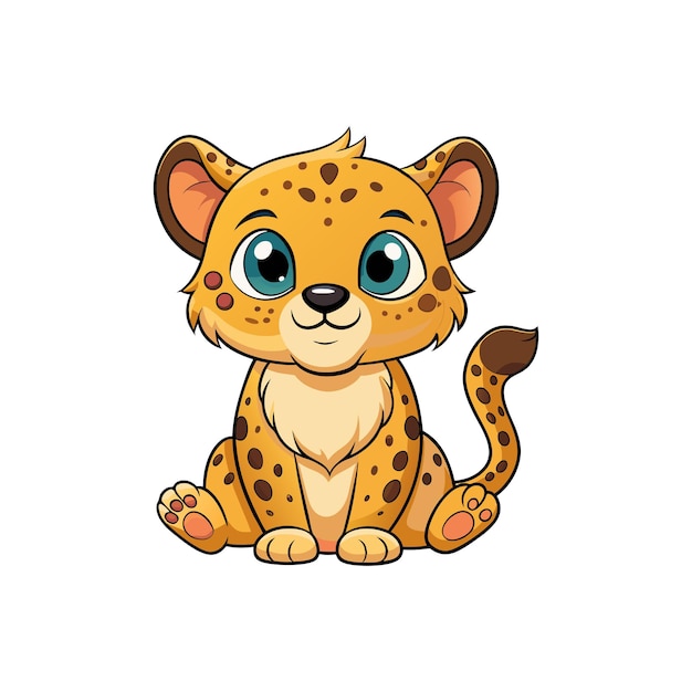 Vector cartoon cute baby cheetah sitting