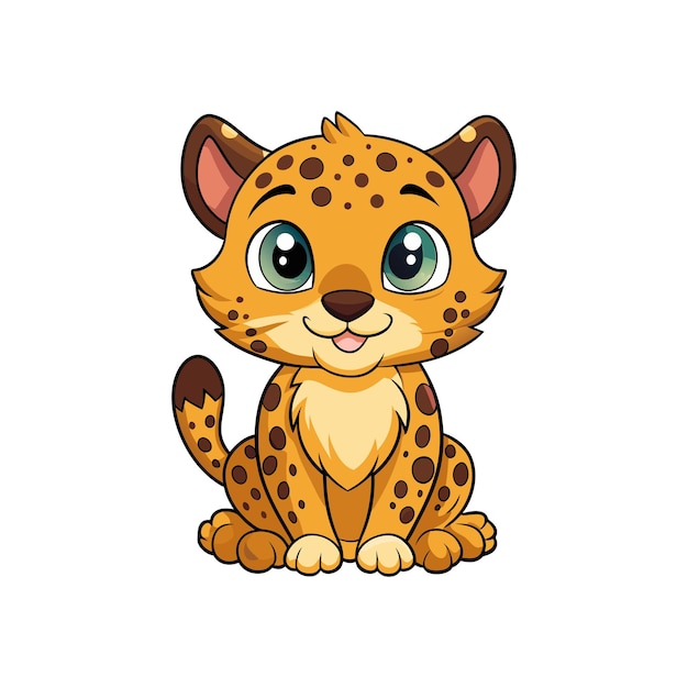 Vector cartoon cute baby cheetah sitting