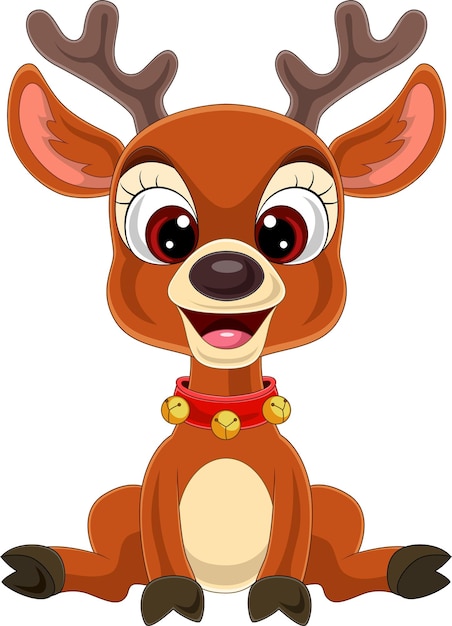 Cartoon cute baby deer sitting