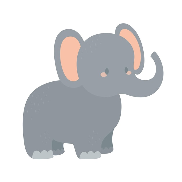 Cartoon cute baby elephant in a flat style