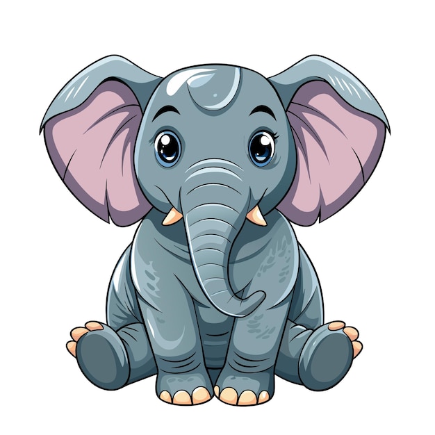 Cartoon cute baby elephant sitting