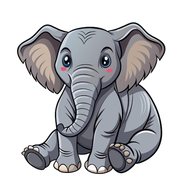 Cartoon cute baby elephant sitting