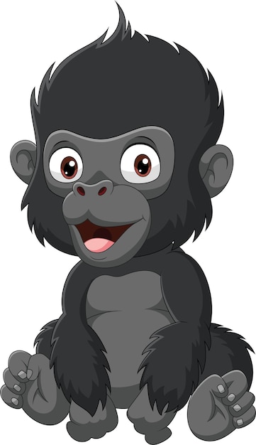 Cartoon cute baby gorilla sitting