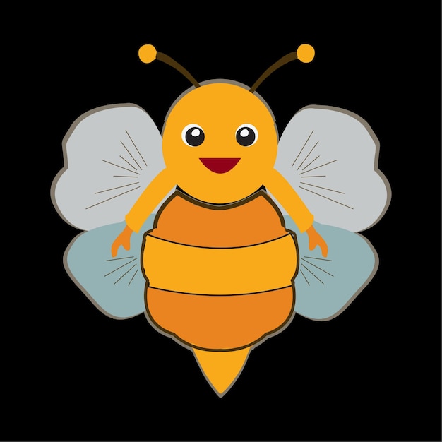 Cartoon cute bee flying Vector illustration