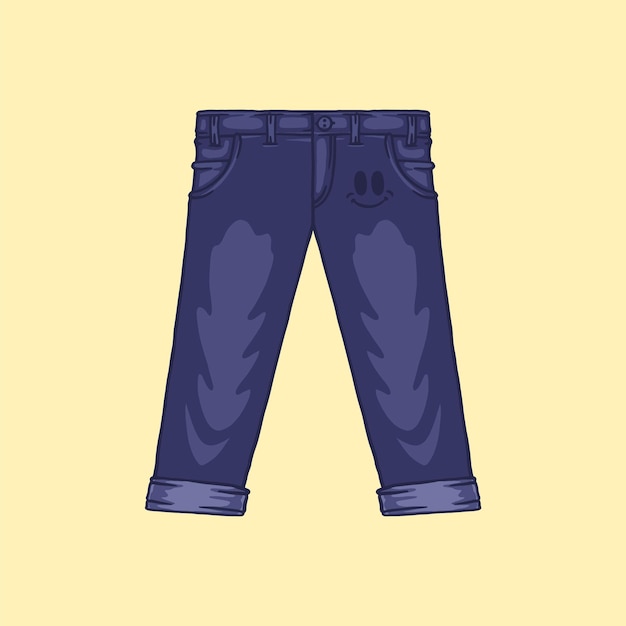 cartoon cute blue denim illustration