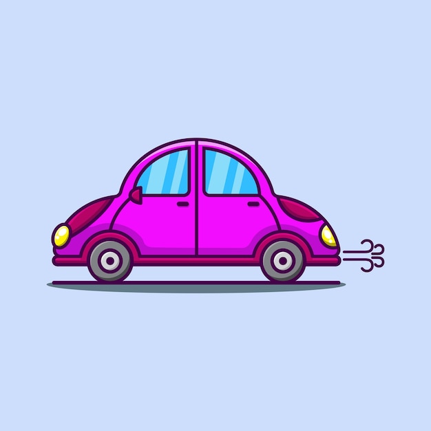 Cartoon cute car in pink illustration