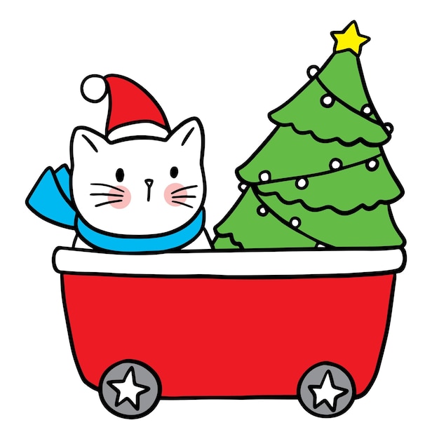 Cartoon cute cat on Christmas vecteor.