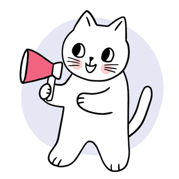 Cartoon cute cat and megaphone vector