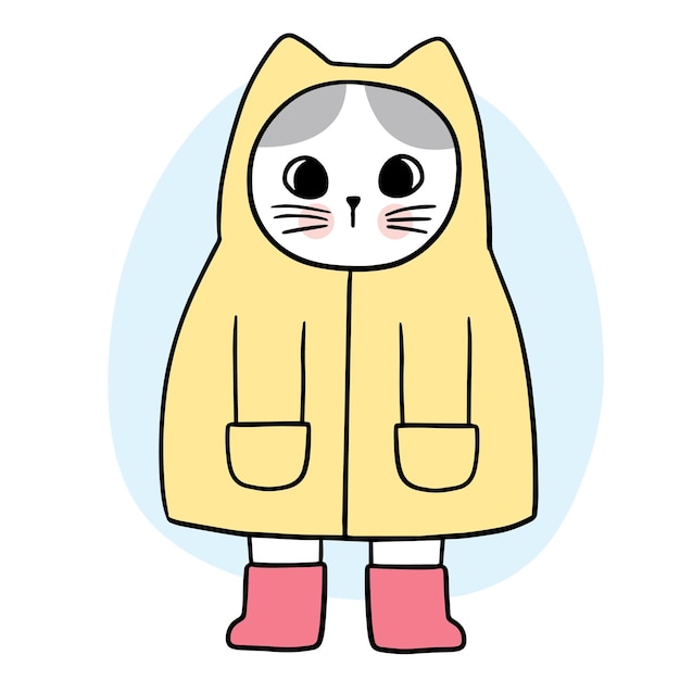 Cartoon cute cat and rain suit vector