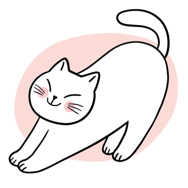 Cartoon cute cat relaxation in happy day vector