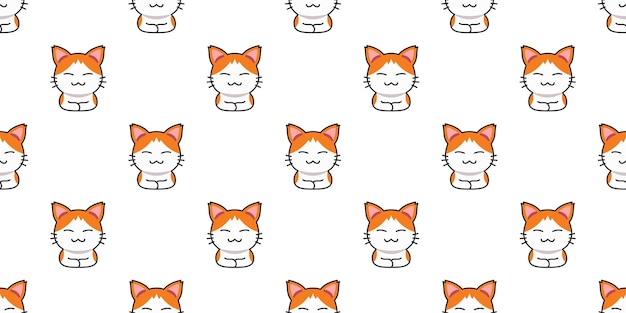 Cartoon cute cat seamless pattern background for design.