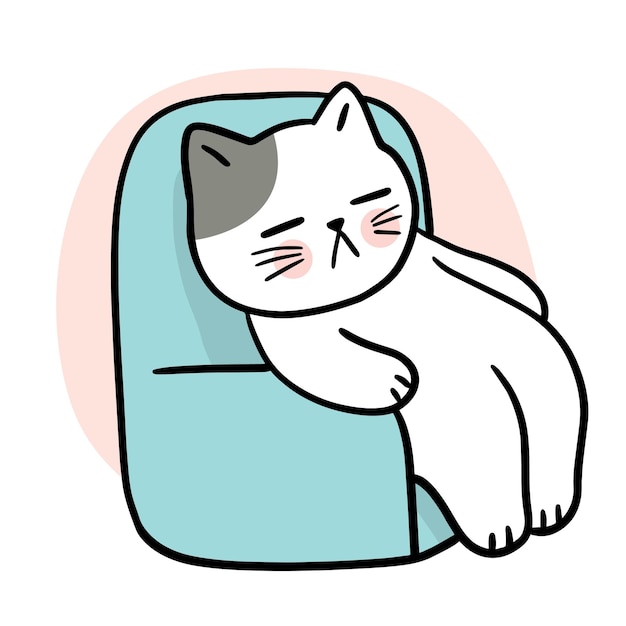 Cartoon cute cat sleeping on sofa vector