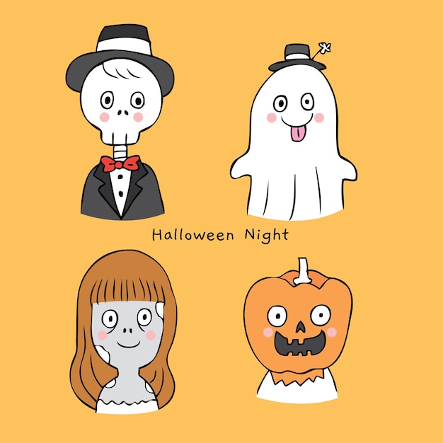 Cartoon cute character Halloween vector.