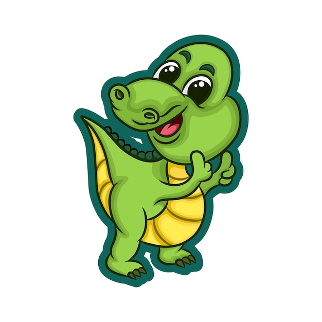 Cartoon cute crocodile smiling and giving a thumbs up