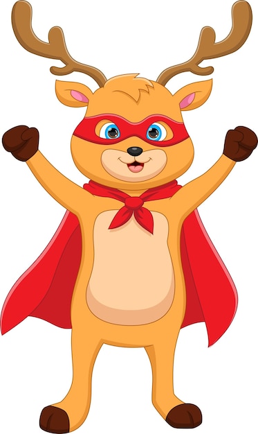 cartoon cute deer in superhero costume