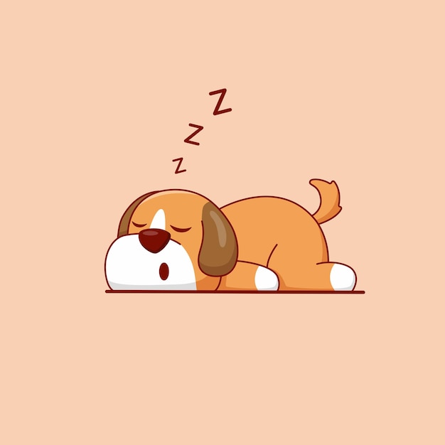 Cartoon cute dog sleeping Vector illustration