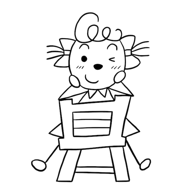 cartoon cute doodle coloring page kawaii anime illustration clipart character chibi drawing manga