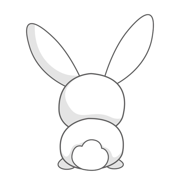 Cartoon cute easter bunny back view Hare kid drawing Vector illustration of an animal character