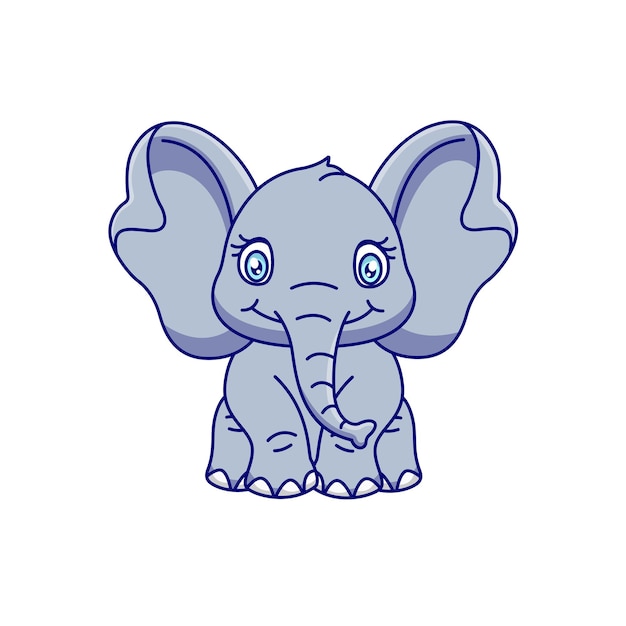 Cartoon cute elephant sitting Elephant mascot cartoon character