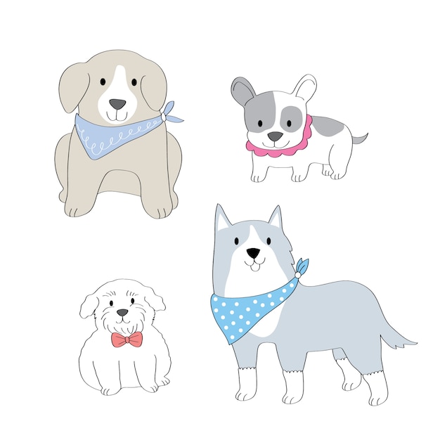 Cartoon cute fashion dogs vector.