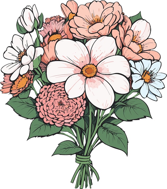 Cartoon Cute flower bouquets Clipart flower vector