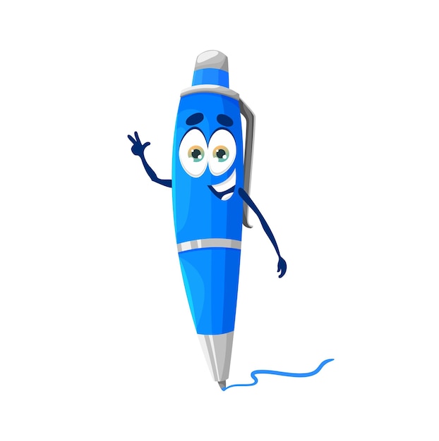 Cartoon cute funny school pen mascot character