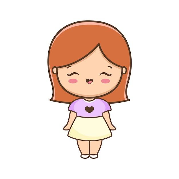 Cartoon cute girl illustration premium vector