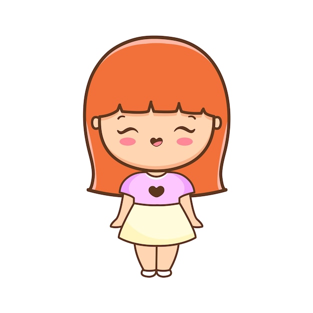 Cartoon cute girl illustration premium vector