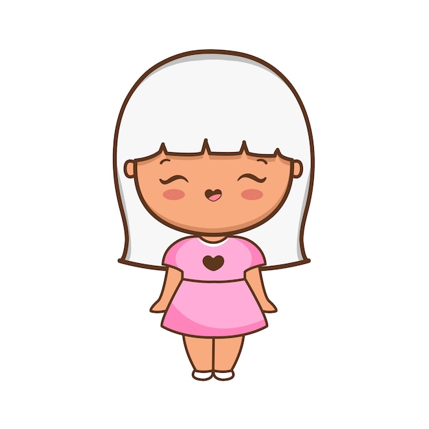 Cartoon cute girl illustration premium vector