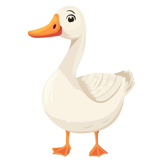 Vector cartoon cute goose isolated on white solid background