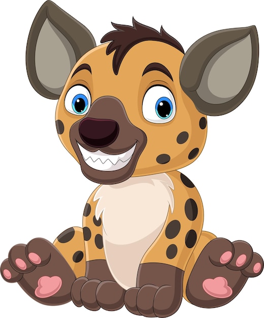 Cartoon cute hyena on white background