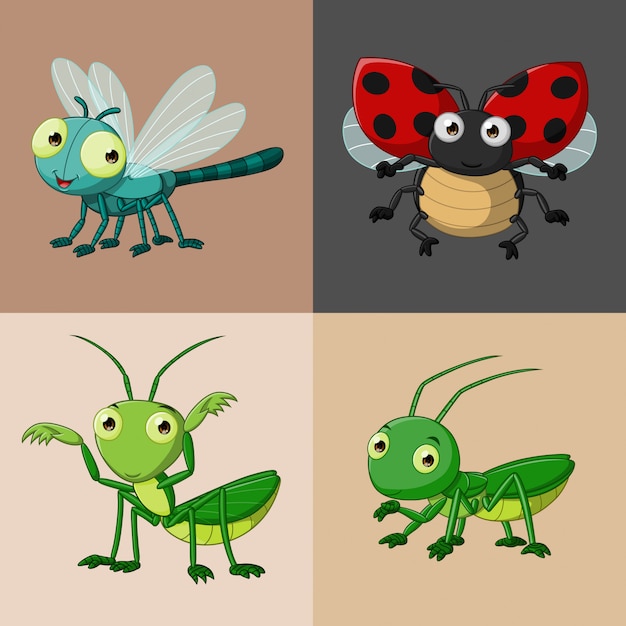 Cartoon cute insect collection set