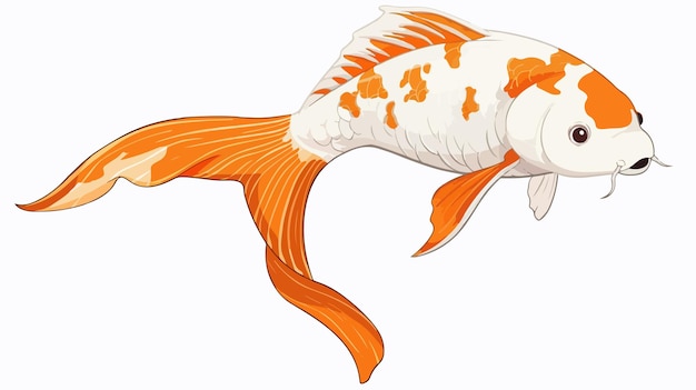 Cartoon Cute Koi Fish on White Background