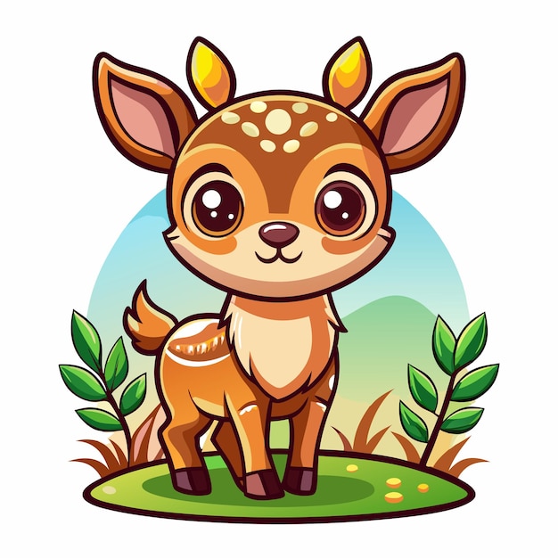 Vector a cartoon of a cute little deer with a blue background