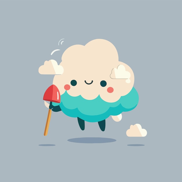 A cartoon of a cute little white cloud that says'i love you '