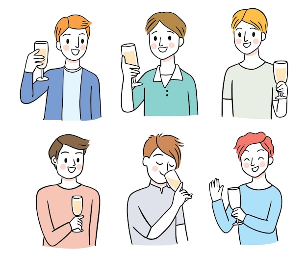 Cartoon cute man drink party vector