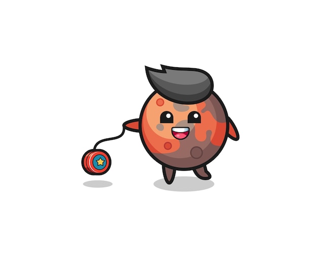 Cartoon of cute mars playing a yoyo , cute design