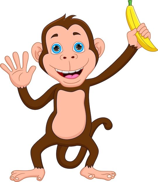 cartoon cute monkey holding banana