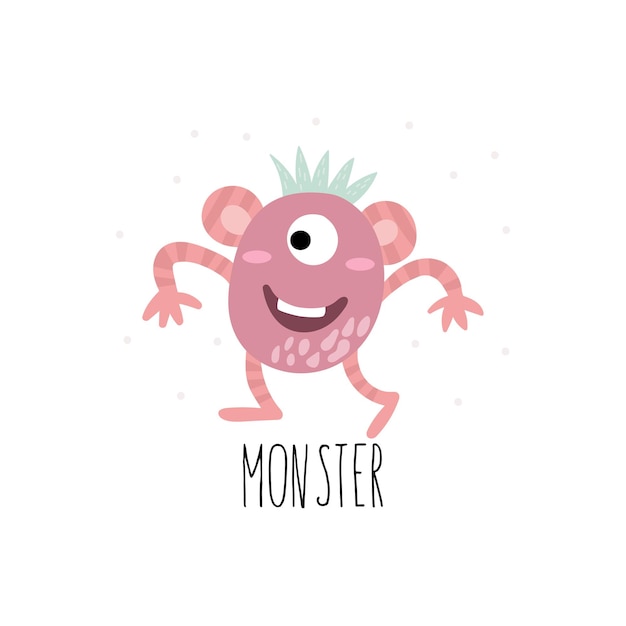 Cartoon cute monster vector character