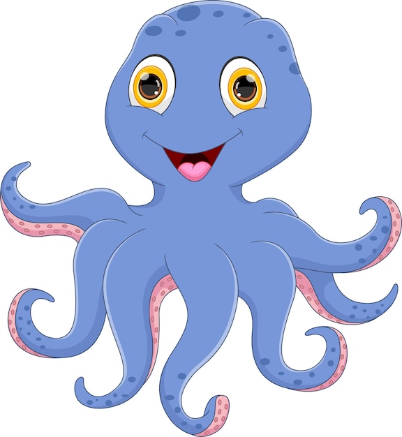 cartoon cute octopus on white background