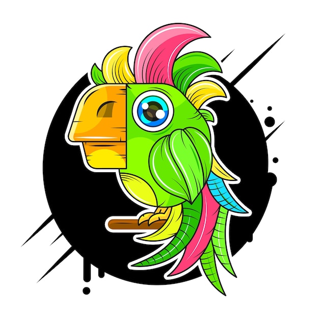 Cartoon Cute Parrot Vector Icon Suitable For Greeting Card, Poster Or T-shirt Printing.