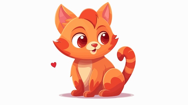 a cartoon of a cute red cat with a heart on its head